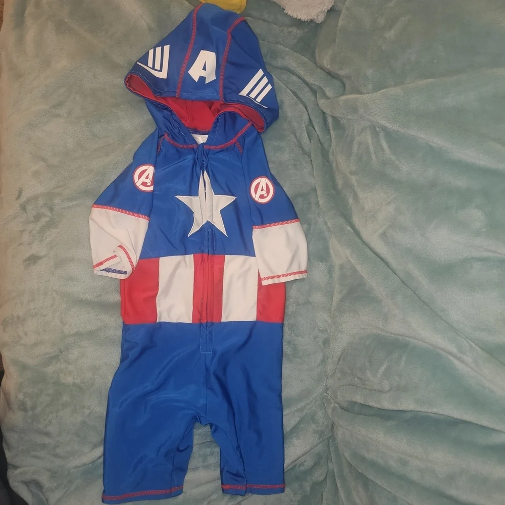 Disney Blue and Red One Piece Swimwear - Picture 3 of 6